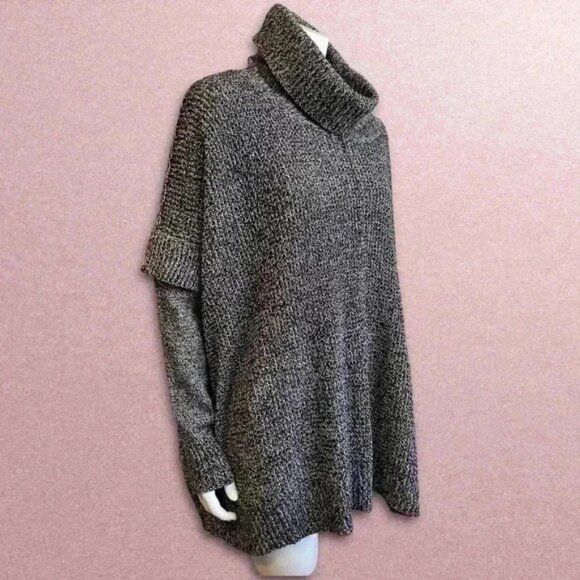 ALYA boxy oversized black cable knit cowl neck sweater women size medium - Picture 6 of 15